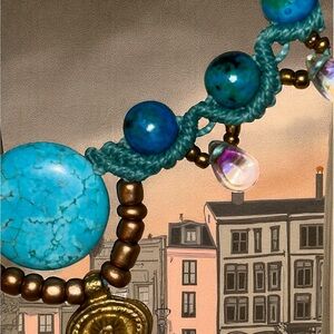 Turquoise and Gold Beaded Necklace‎